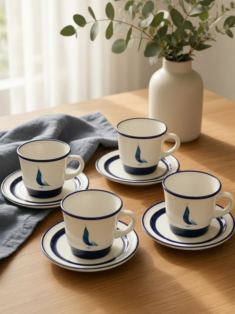 Set Of 4 Noritake Running Free Cup & Saucer